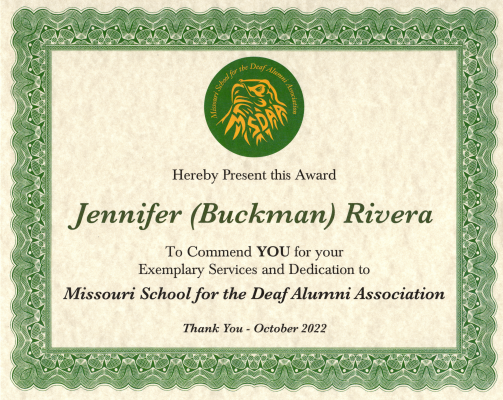 Picture of Jennifer (Buckman) Rivera Certificate